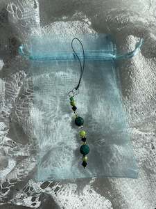 Phone Charms: Beaded phone charm | Green