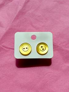 Earrings: Button stud earrings | Yellow