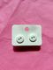 Button stud earrings | White