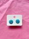 Button stud earrings | Blue
