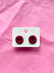 Earrings: Button stud earrings | Red