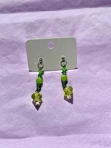 Earrings: Beaded Stud Earrings | Green