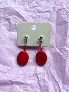 Beaded Stud Earrings | Red