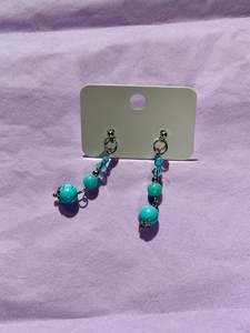 Earrings: Beaded Stud Earrings | Blue