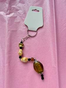 Keychains Bag Charms: Brown beaded keychain | Small