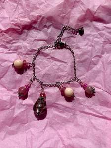 Jewellery: Pink Peony Upcycled Charm Bracelet
