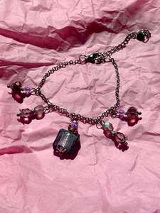 Jewellery: Purple Pansy Upcycled Charm Bracelet