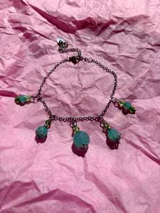 Turquoise Brunnera Upcycled Charm Bracelet
