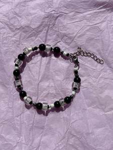 Black Lily Upcycled Beaded Bracelet