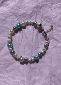 Jewellery: Blue Hydrangea Upcycled Beaded Bracelet