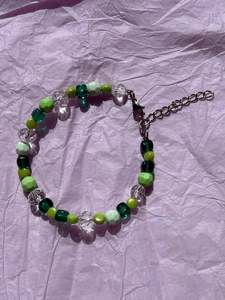 Green Carnation Upcycled Beaded Bracelet