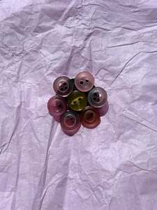 Pink Flower Upcycled Button Pin Badge