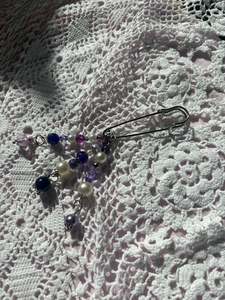 Purple Beaded Safety-Pin Badge