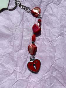 Upcycled Beaded Keychain | Red Heart
