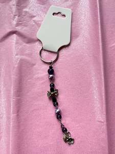 Upcycled Beaded Keychain | Purple