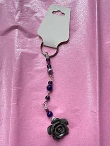 Upcycled Beaded Keychain | Purple