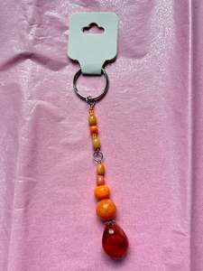 Keychains Bag Charms: Upcycled Beaded Keychain | Orange