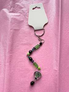 Upcycled Beaded Keychain | Green