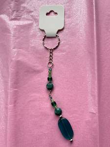 Upcycled Beaded Keychain | Green