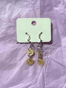 Upcycled Dangly Button Earrings | Yellow