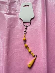 Upcycled Beaded Keychain | Yellow