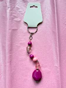 Upcycled Beaded Keychain | Pink