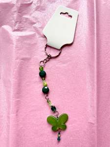 Upcycled Beaded Keychain | Green