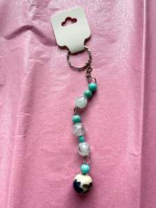 Upcycled Beaded Keychain | Blue