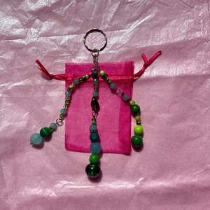 Large Upcycled Beaded Keychain | Green