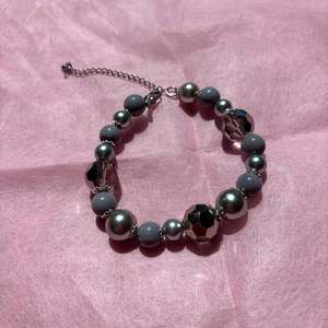 Grey Upcycled Beaded Bracelet