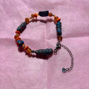 Orange & Blue Upcycled Beaded Bracelet