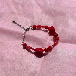 Red Upcycled Beaded Bracelet