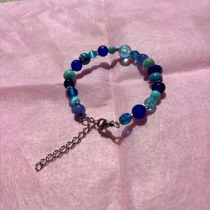 Blue Upcycled Beaded Bracelet