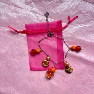 Jewellery: Orange Upcycled Charm Bracelet