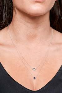 Silver Jewellery: Double Strand Blue Sapphire and Floral Necklace