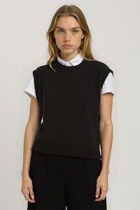 All: Alpaca Plain Crew Neck Vest - Charcoal