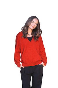 Cavern V Neck Jumper - Pumpkin