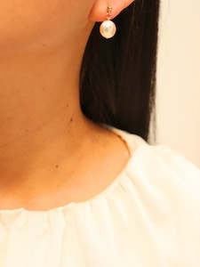 Gold Filled: Golden Halo Pearl Earrings