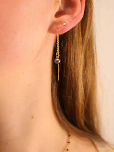 Gold Filled: Gold Noir Pearl Threader Earrings