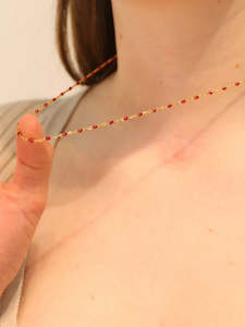 Gold Filled: Crimson Satellite Necklace