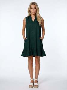 Emerald Ruffle Day Dress