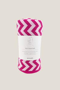 New Arrivals Ethically Made: Hair & Travel Towel - Raspberry Chevron