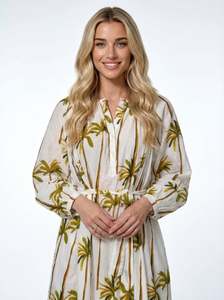 Golden Oasis Palm Dress