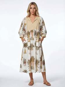 Clothing Clothing: Golden Canopy Cotton Midi Dress