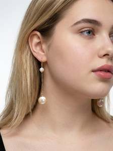 Gold Duo Pearl Earrings
