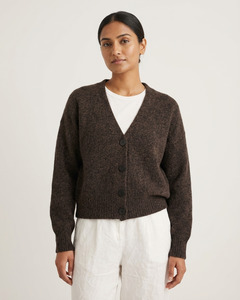 V-Neck Cardigan - Brown Marl