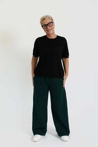 Ethical Collection: Organic Wide-Leg Pants - Highland Green