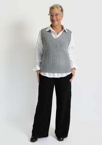 Knitwear: Harvest Merino Vest - Grey Goose