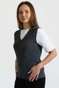 Knitwear: Harvest Merino Vest - Storm Grey