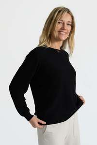 Knitwear: Black Textured Cotton Knit